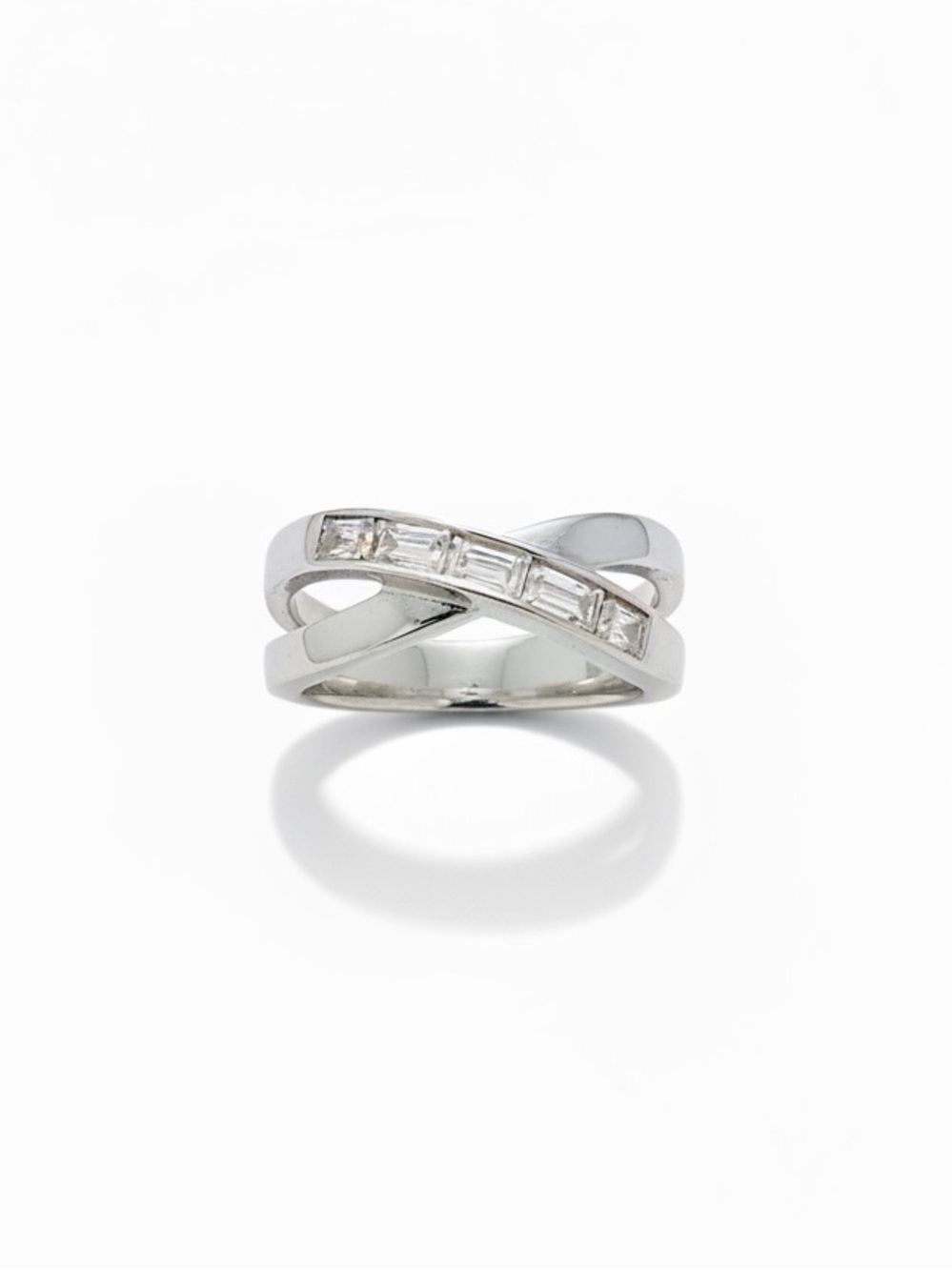 Crossover Channel Set Baguette Ring Size 6